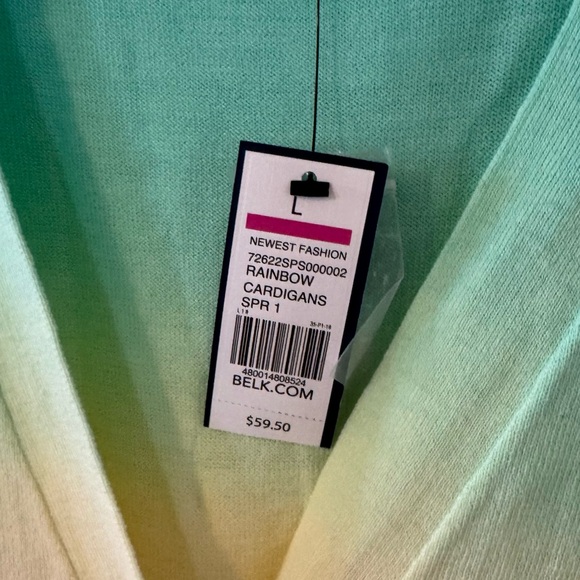 Crown & Ivory NWT Rainbow Ombre Cardigan Pastel Long Sleeve New With Tags Large - Picture 7 of 9